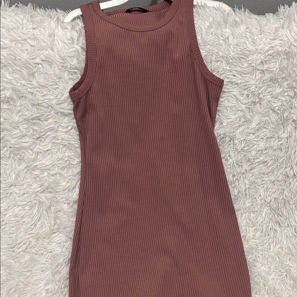 SHEIN Ribbed Sleeveless Dress - Mauve
